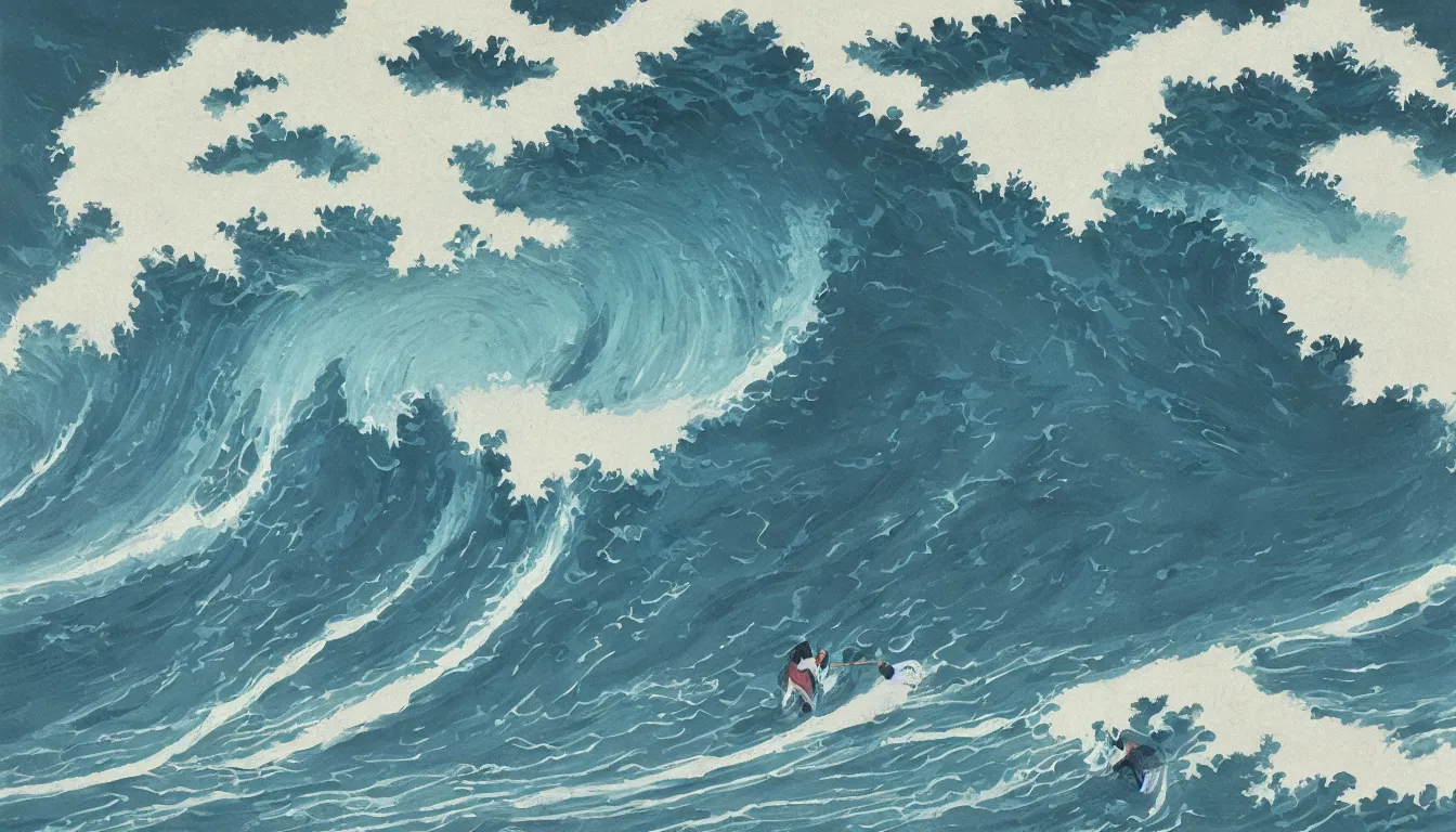 Image similar to big wave, japanese illustration