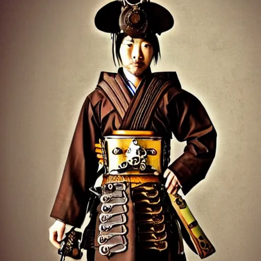 Image similar to a steampunk samurai