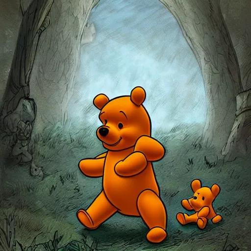 Prompt: Apocalyptic winnie the pooh,digital art, highly detailed