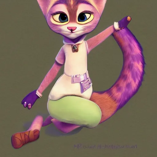 Prompt: princes jasmin, anthropomorphic cat, in the style of zootopia, highly detailed, full body shot