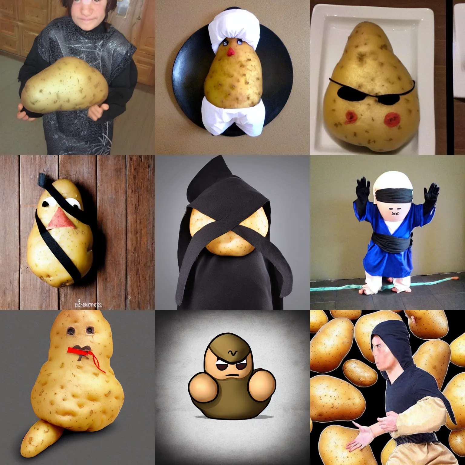 Prompt: a potato dressed as a ninja