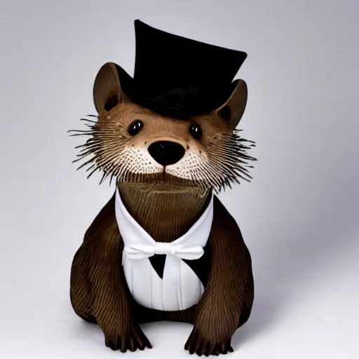 Prompt: truggster the otter is a very dapper gentleman in his new top hat