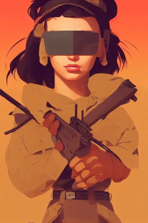 Image similar to desert soldier, smooth face, centered, solid bacgkround, median photoshop filter cutout vector behance, hd by artgerm, jesper ejsing, by rhads, makoto shinkai and lois van baarle, ilya kuvshinov, rossdraws, illustration, art by ilya kuvshinov and gustav klimt