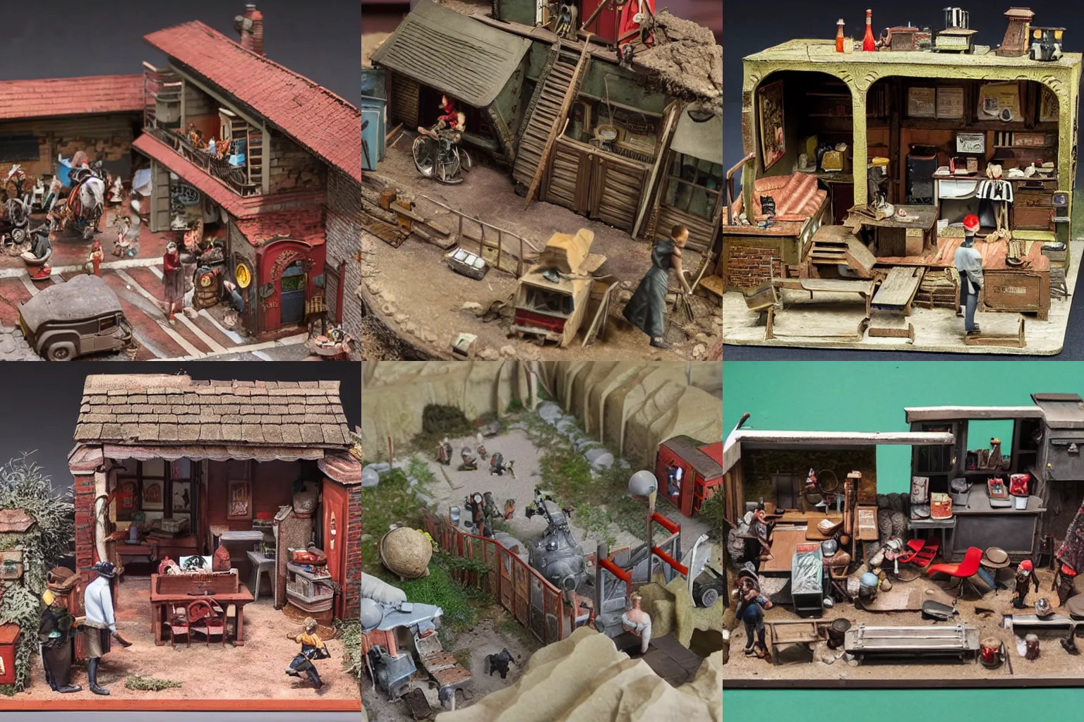 Prompt: extremely detailed miniature diorama of a scene from porco rosso