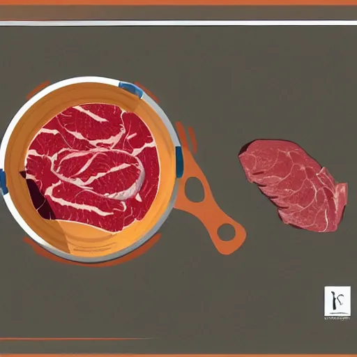 Image similar to a pot full of raw meat being mixed up, concept art