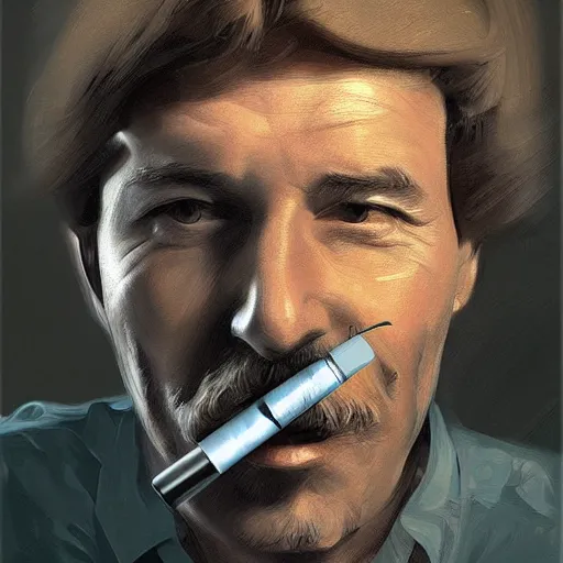 Prompt: Ted Pikul smoking, digital painting, detailed, smooth