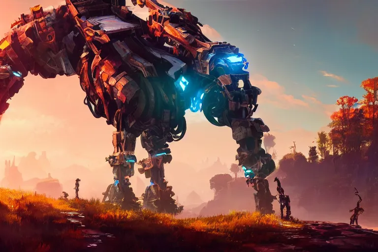 Image similar to tideripper machine mecanical creature robot of horizon forbidden west horizon zero dawn bioluminiscence global illumination ray tracing hdr fanart arstation by ian pesty and alena aenami artworks in 4 k