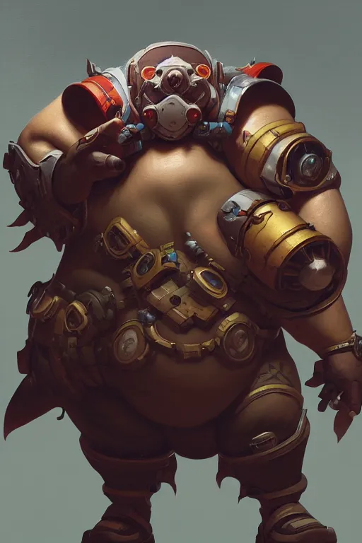 Image similar to roadhog from overwatch, highly detailed, digital painting, artstation, concept art, sharp focus, illustration, art by greg rutkowski and alphonse mucha