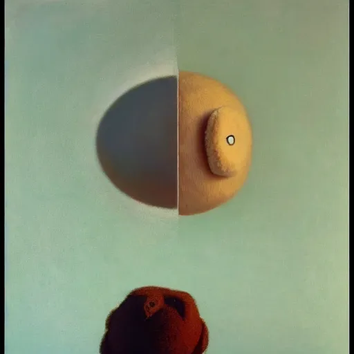 Image similar to spherical teddy bear with a timer, painted by Edward Hopper, painted by James Gilleard, surrealism, airbrush