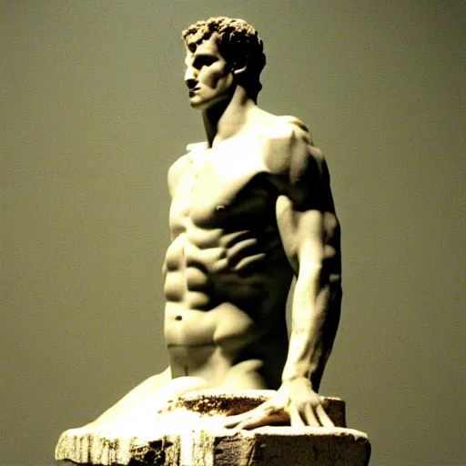 Prompt: greek statue of Julius Caesar in American Psycho (1999)