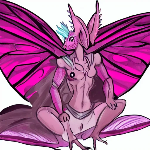 Prompt: a tiny pink dragon with butterfly wings sitting on the shoulder of a female dnd fighter
