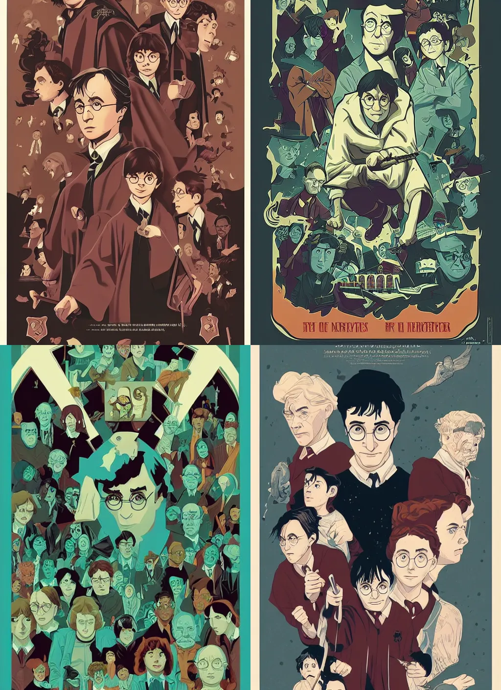 Prompt: Harry Potter movie poster artwork by Tomer Hanuka