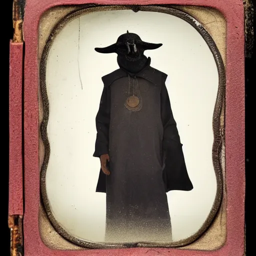 Prompt: A Mesopotamian plague doctor, ambrotype