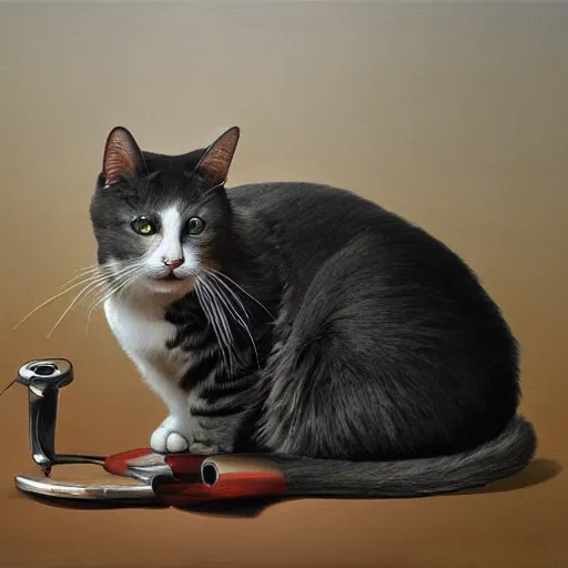 Image similar to cat eating a car, photorealistic, studio