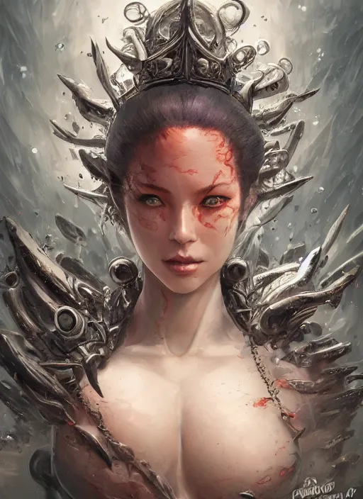 Prompt: a hyper detailed anime face portrait of the queen of blades smiling, with a beautiful face, by dorian cleavenger, greg rutkowski, wlop, astri lohne, zdzisław beksinski trending on artstation