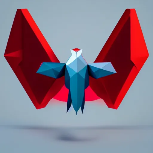 Image similar to low poly, vector, white eagle icon, in a book, red background, cgsociety, artstation, octane render