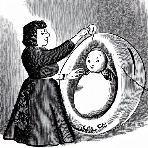 Image similar to cartoon of a woman inflating like a balloon.