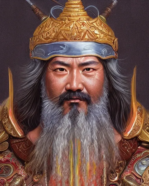 Prompt: guan yu portrait | highly detailed | very intricate | symmetrical | whimsical and magical | soft cinematic lighting | award - winning | closeup portrait | doll | painted by donato giancola and mandy jurgens and ross tran | pastel color palette | featured on artstation