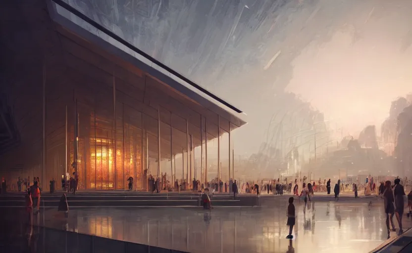 Image similar to singapore pavillion exterior at the next world expo designed by gensler, elegant atmosphere, glowing lights, highly detailed, digital painting, artstation, concept art, smooth, sharp focus, illustration, art by wlop, mars ravelo and greg rutkowski