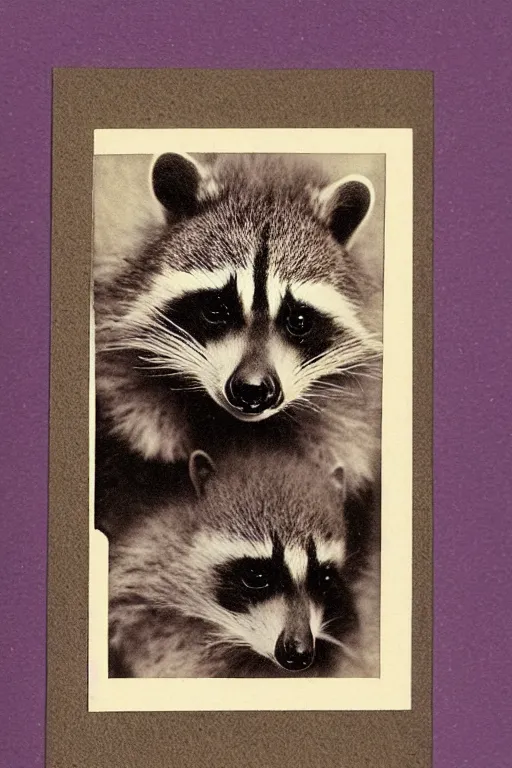 Image similar to purple stelar raccoon inspired vintage photograph