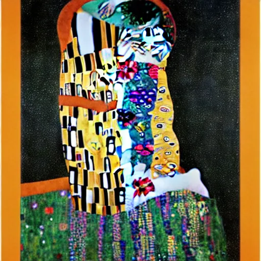 Prompt: Kurt Cobain in the Kiss by Klimt