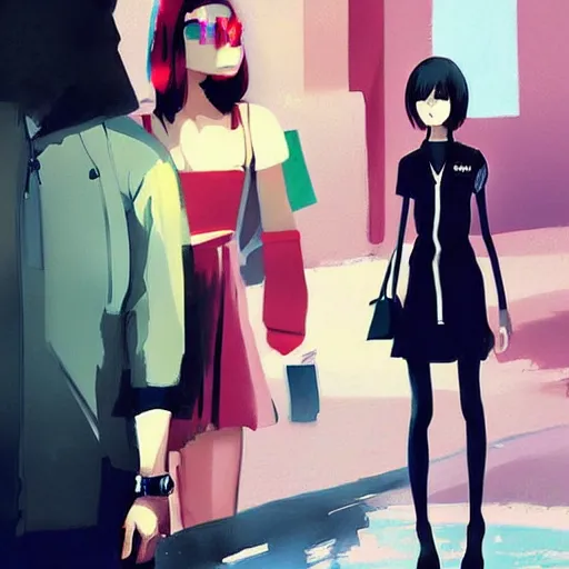 Image similar to “Natalie Portmanin urban outfit, digital painting, fan art, pixiv, by Ilya Kuvshinov, by Studio Ghibli”