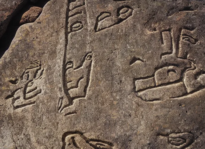 Image similar to Closeup photograph of petroglyphs on a boulder