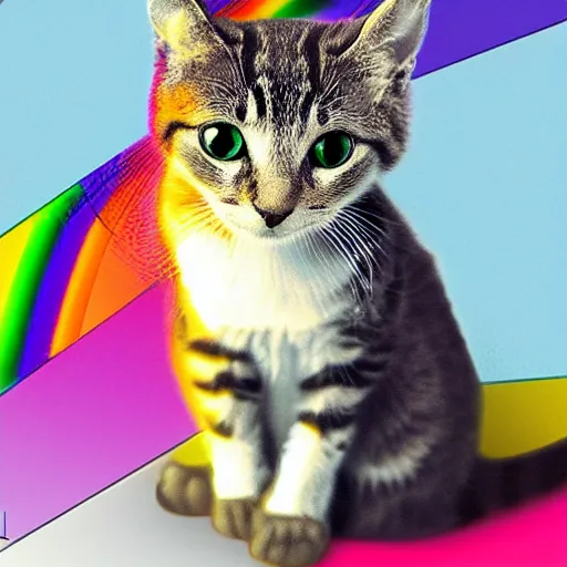 Prompt: rainbow schrodinger's cat.