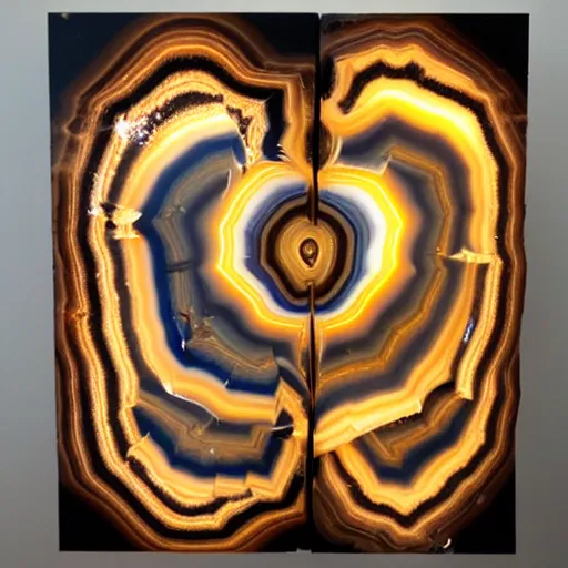 Prompt: banded agate wall backlit