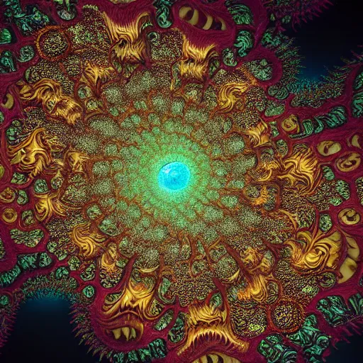 Image similar to a beautiful 3 d render of a sprawling intricate fractal populated by mandelbrot fractals by android jones, unreal engine, octane render, soap carving, volumetric lighting, dynamic lighting, dramatic lighting, high contrast, concept art, carved marble, opalescent, sacred geometry, religious, angelic, magic realism, catholicpunk, stark, trending on artstation