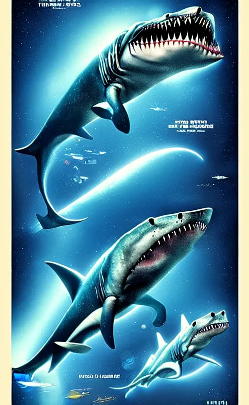 Image similar to jaws in space, exquisite movie art, by lucusfilm, weta studio, 8 k, denoised, music poster