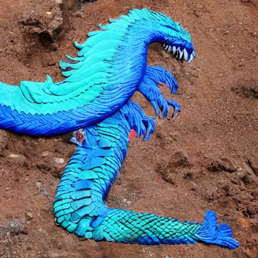 Prompt: giant blue quetzalcoatl melting up into the sky to form blue clouds