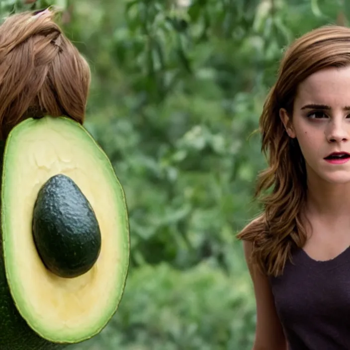 Prompt: emma watson as an avocado, movie still, 8 k