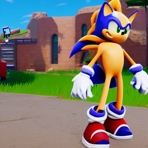 Image similar to sonic dancing in fortnite