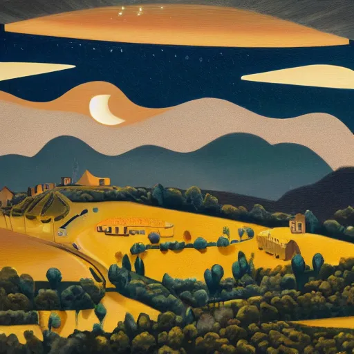 Prompt: dark solar eclipse, above a village, highly detailed, studio 4 k quality, by louise dahl - wolfe