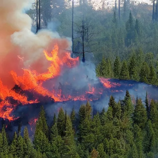 Image similar to a beautiful photo of a 2015 Mcdonalds building engulfed in a forest fire