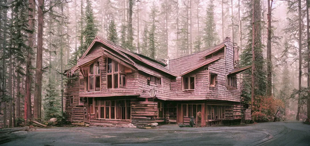 Prompt: cascadian house. photographed by wes anderson on fujinon premista 1 9 - 4 5 mm t 2. 9. portra 8 0 0.
