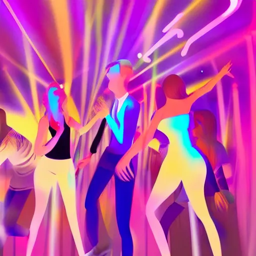 Image similar to young people in a fancy nightclub dancing and drinking, partylights, great colors, by aalto alvar, trending on artstation