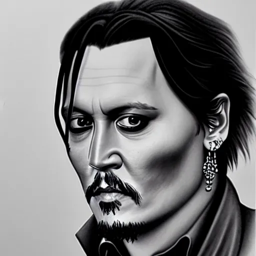 Image similar to a professional pencil sketch of johnny depp, 4 k