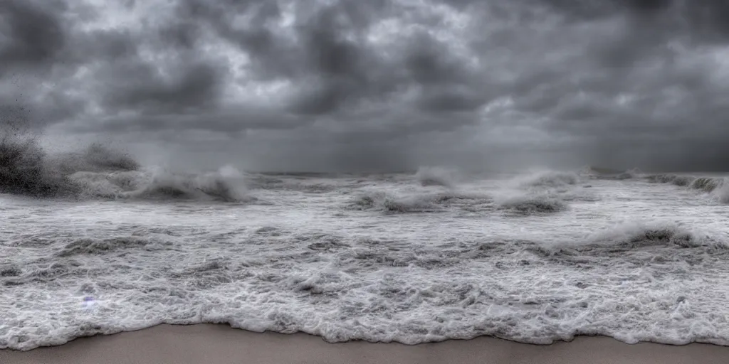 Image similar to island beach during an intense hurricane, hdr, 4 k,