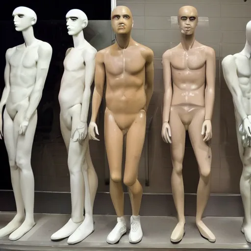 Prompt: melting male mannequins