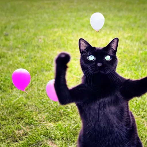 Image similar to picture of a cat trying to catch a balloon