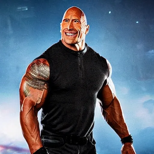 Prompt: Dwayne Johnson Super Saiyan &