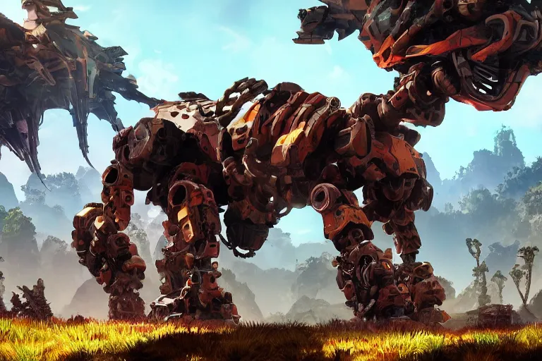 Image similar to shell - walker machine mecha animal beast robot of horizon forbidden west horizon zero dawn bioluminiscence global illumination ray tracing hdr fanart arstation by sung choi and eric pfeiffer and gabriel garza and casper konefal