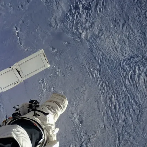 Prompt: an astronaut is standing on the top of a pyramid