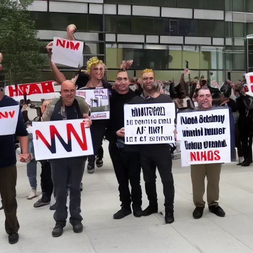 Image similar to army of daddy protestors at cnn headquarters