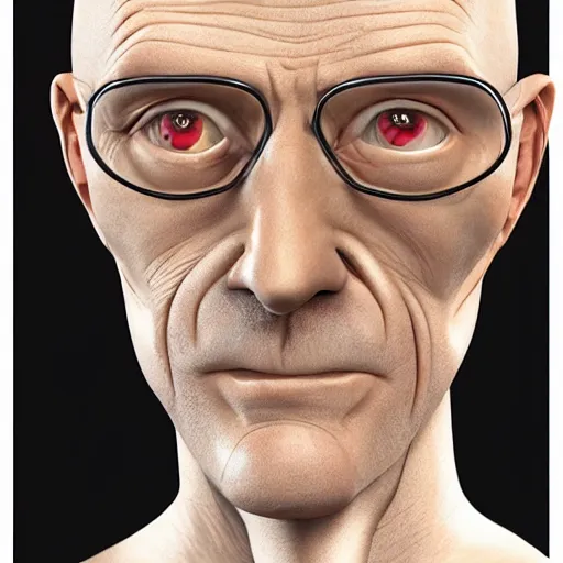 Image similar to A middle-aged Dr. Venture in real life with a hooked nose, a long gaunt face and skinny body and neck, very thin and bald, realistic, very realistic, hyperrealistic, highly detailed, very detailed, extremely detailed, detailed, digital art, oil painting, trending on artstation, headshot and bodyshot, detailed face, very detailed face, extremely detailed face, HD Quality, 8k resolution, very very detailed face, real life