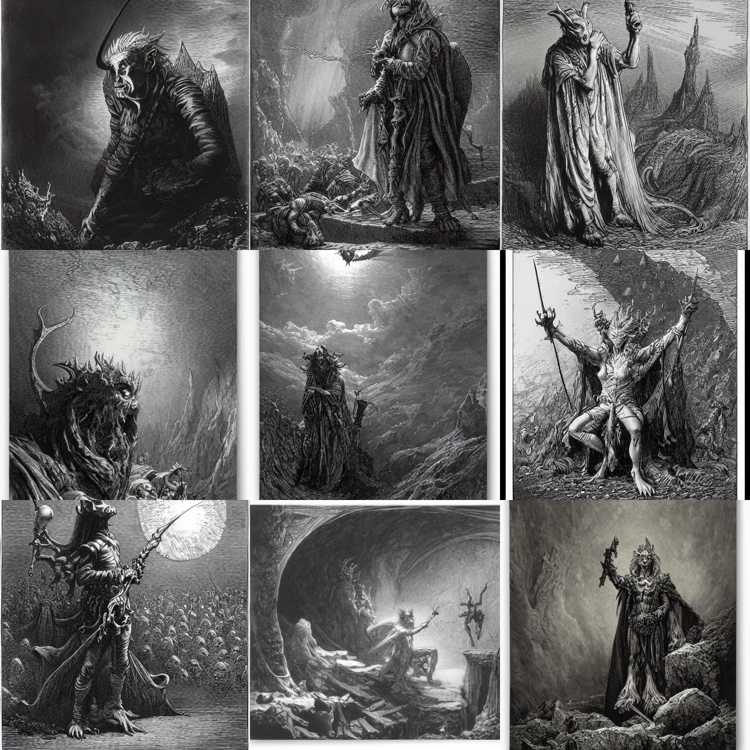 Prompt: the goblin king by gustave dore