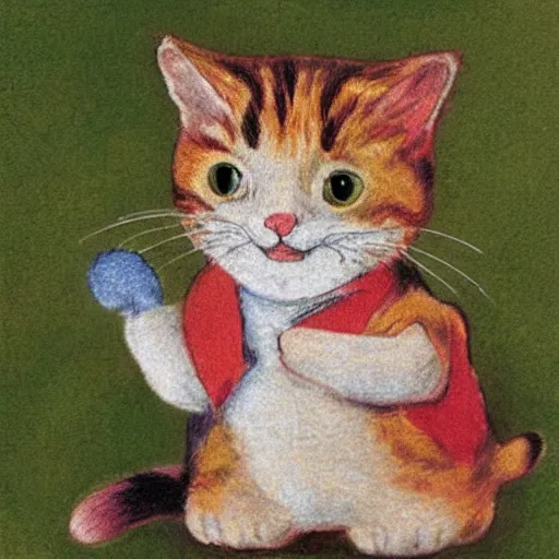 Prompt: colorful baby cat by Beatrix Potter