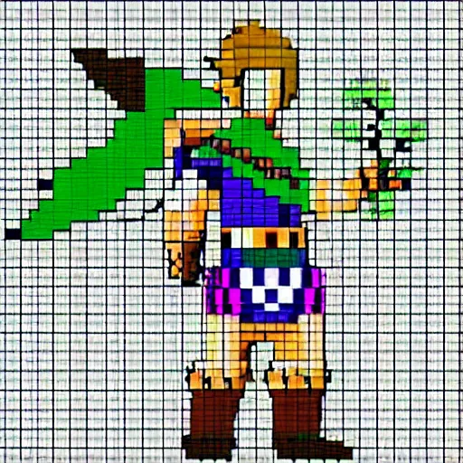 Prompt: pixel art zelda game, 6 4 bit, colorful